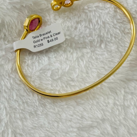 TALIA NWT Gold Crystal Cuff Bracelet with Pink & Clear Crystals - Picture 9 of 13